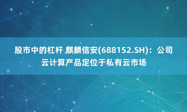 股市中的杠杆 麒麟信安(688152.SH)：公司云计算产品定位于私有云市场