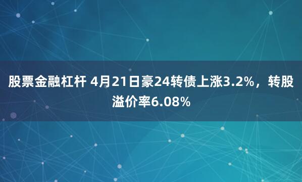 股票金融杠杆 4月21日豪24转债上涨3.2%，转股溢价率6.08%