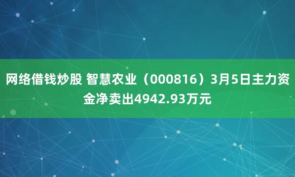网络借钱炒股 智慧农业（000816）3月5日主力资金净卖出4942.93万元