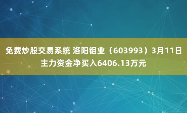 免费炒股交易系统 洛阳钼业（603993）3月11日主力资金净买入6406.13万元