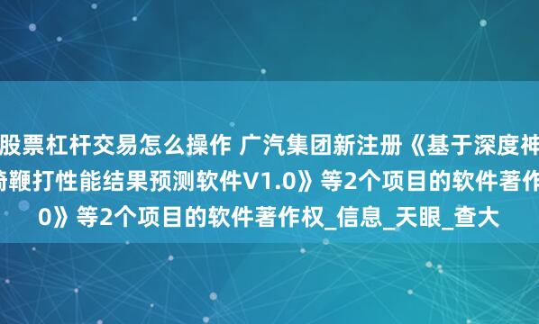 股票杠杆交易怎么操作 广汽集团新注册《基于深度神经网络(DNN)的座椅鞭打性能结果预测软件V1.0》等2个项目的软件著作权_信息_天眼_查大